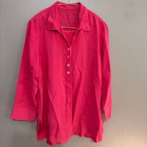 Fridaze women’s 100% linen coral pink blouse size large